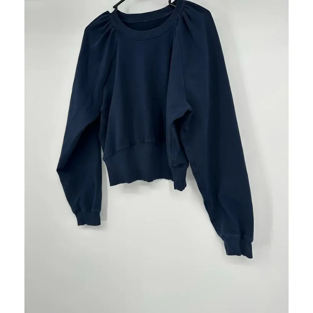 Lululemon LA puff sleeve cropped sweatshirt navy blue